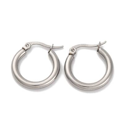 Non-Tarnish Ring 304 Stainless Steel Hoop Earrings for Women Men