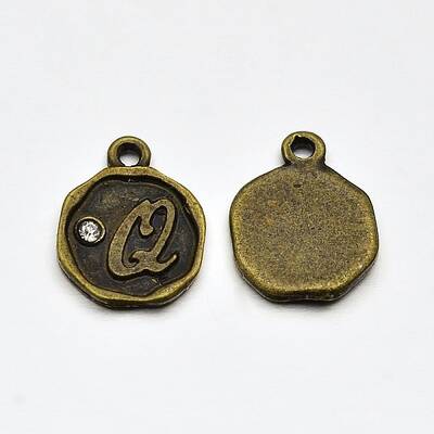 Antique Bronze Plated Alloy Rhinestone Charms
