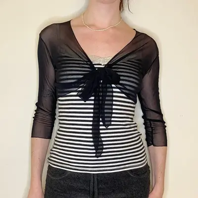 Unbranded Mesh Top - Small Black Viscose