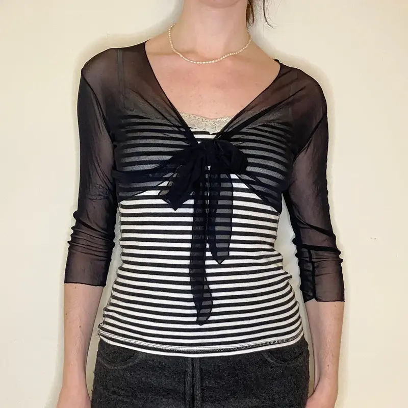 Unbranded Mesh Top - Small Black Viscose