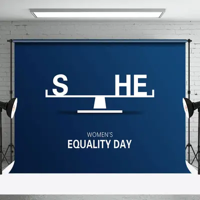 Navy Blue White Balance Womens Equality Day Backdrop