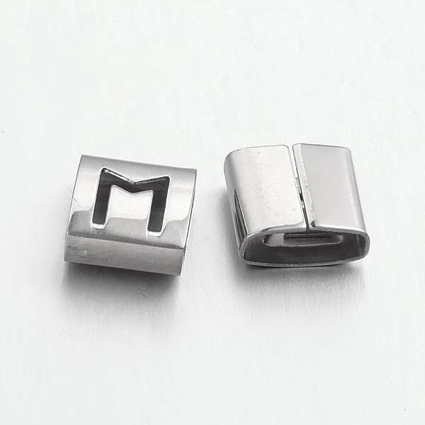 Tarnish Resistant Letter Style 201 Stainless Steel Square Slide Charms