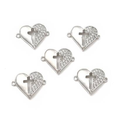 Brass Micro Pave Clear Cubic Zirconia Connector Charms