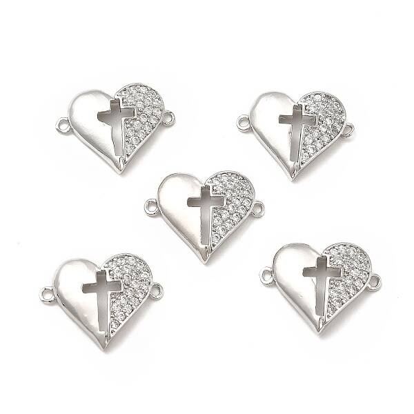 Brass Micro Pave Clear Cubic Zirconia Connector Charms