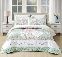 Tritard 3 Piece Patchwork Quilt Sets King Size with Floral Bedding, 2 Shams Lightweight Soft Reversible Microfiber Plaid Beds...