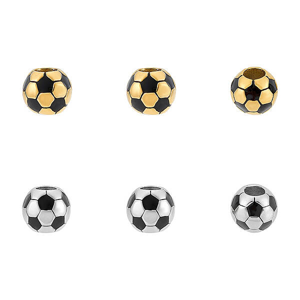 6Pcs 2 Colors 304 Stainless Steel European Beads