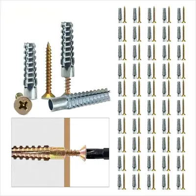 Heavy Duty Hollow Wall Anchors with Screws,50 Counts Metal Expansion Screws,Ldeal for Concrete Wall,Loose Hinge Hole Repair K...