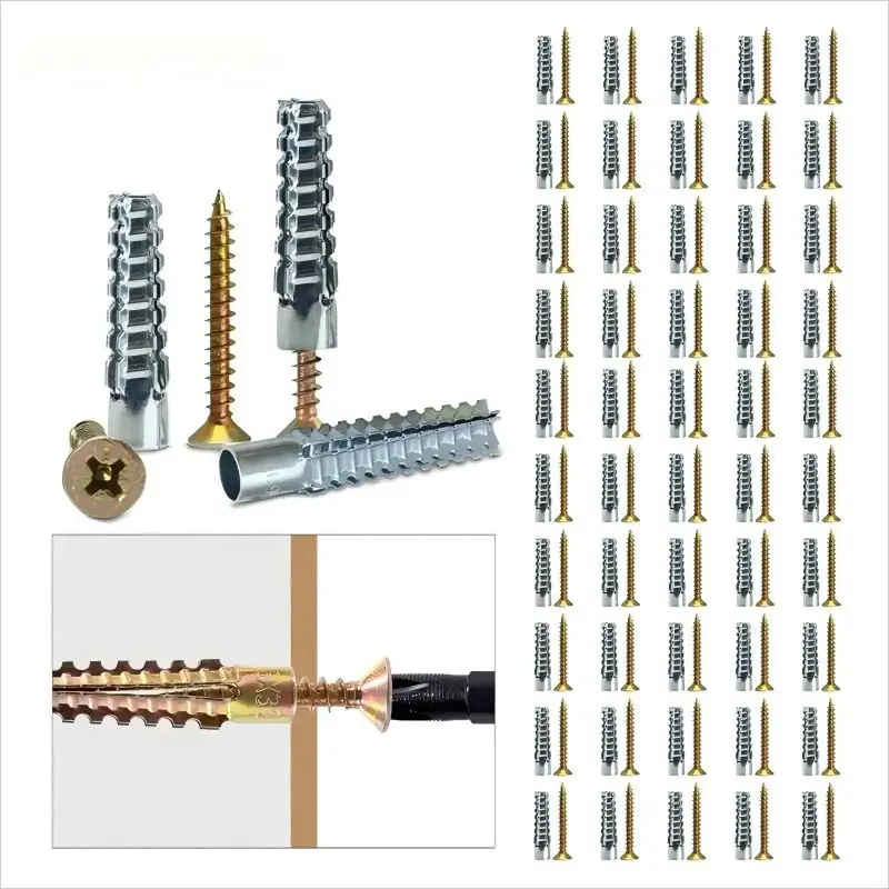 Heavy Duty Hollow Wall Anchors with Screws,50 Counts Metal Expansion Screws,Ldeal for Concrete Wall,Loose Hinge Hole Repair K...
