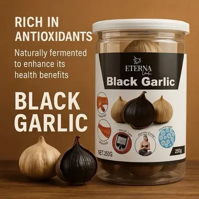 Black Garlic Ajo Negro Organic 250g USDA Certitied, Non GMO, Vegan, Gluten Free, Antioxidant Healthcare Dietary Edible Supple...