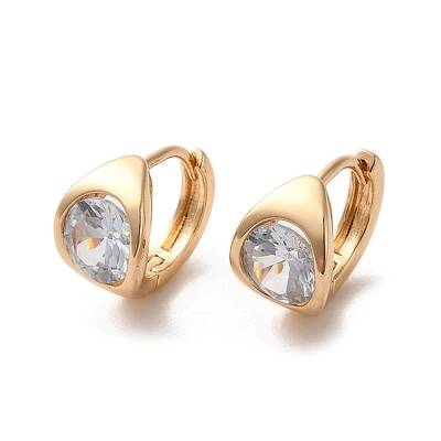 Light Gold Brass Micro Pave Cubic Zirconia Hoop Earrings