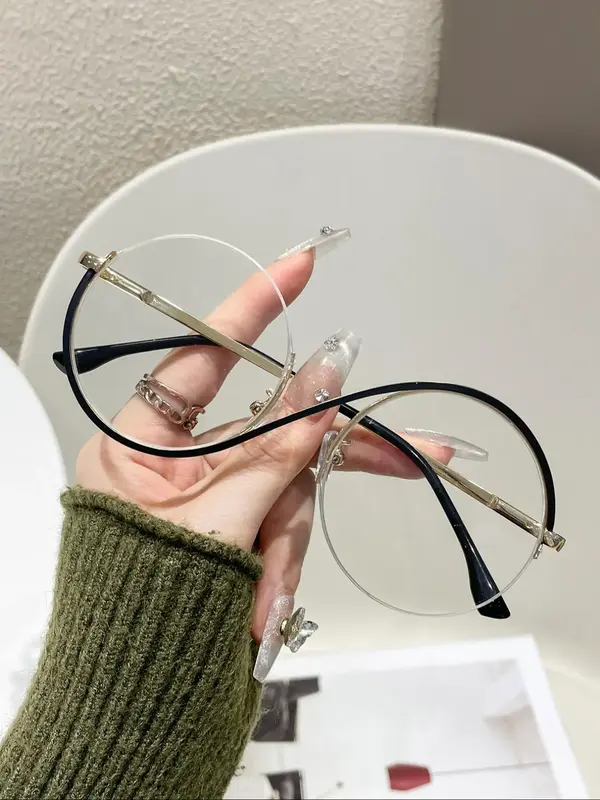 Anti-blue Light Round Frame Eyeglasses for Women & Men, High Quality Eyeglasses, Fashion Stylish Trendy Eyewear for Work, Dai...