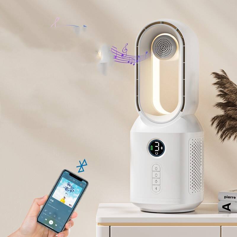 Multi-functional Lamp Bladeless Fan Bluetooth Speaker LED Night Light Mini Cooling air Conditioning For Home Office