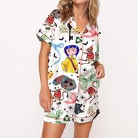 Coquette Coraline Satin Pajama Set For Women, Print Comfy Satin Sleepwear & Loungewear Pjs, Nightwear, Womenswear J2H8F, Clas...