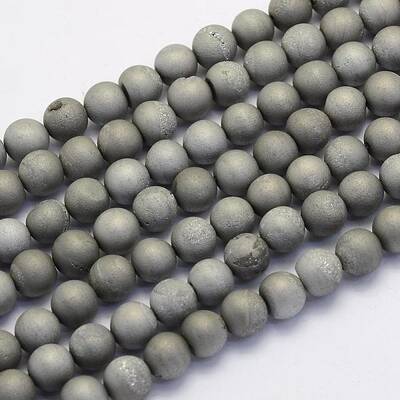 Electroplate Natural Druzy Agate Beads Strands