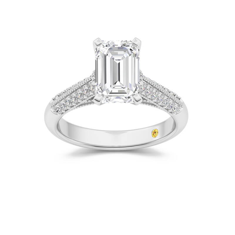 Storm Knife Edged Cathedral Emerald Cut Lab Grown Diamond Engagement Ring | 14K White Gold 3 1/3 CT. TW.