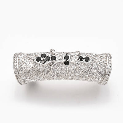 Brass Micro Pave Cubic Zirconia Tube Beads