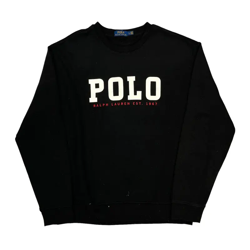 Polo By Ralph Lauren Spellout Sweatshirt - Large Black Polyester Blend