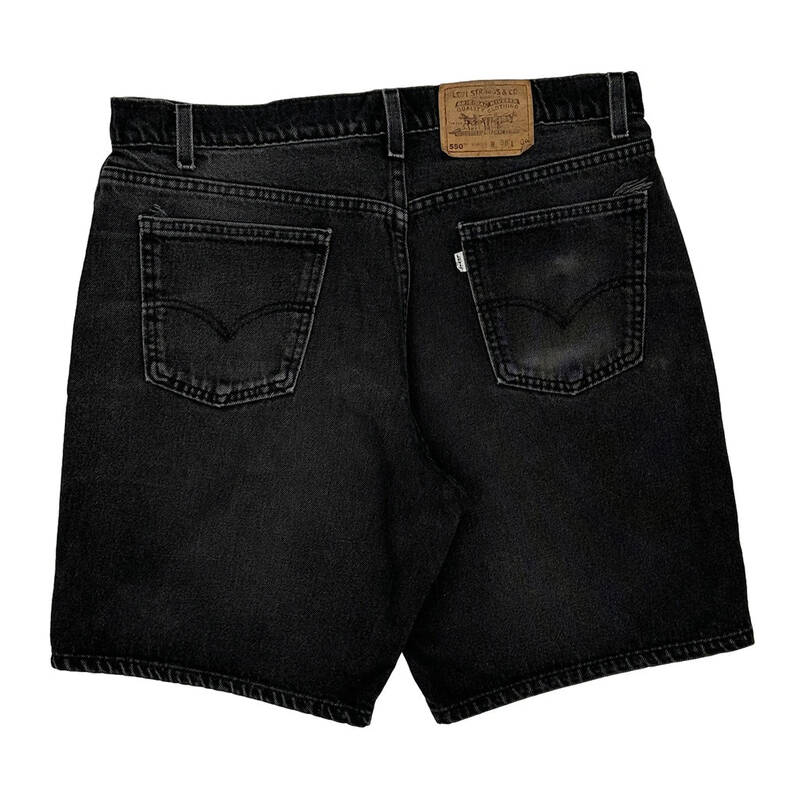550 Relaxed Fit Levis Denim Shorts - 36W 9L Black Cotton
