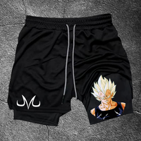 Men Shorts Anime Graphic Gym Shorts 3-in-1 Men Gym Shorts Summer Double Layer Sports Shorts with Inner Pocket Men Training Ru...