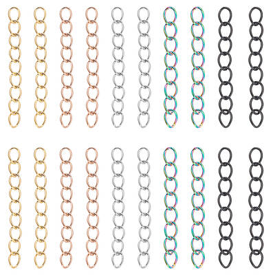 100Pcs 5 Colors 304 Stainless Steel Curb Chains Extender