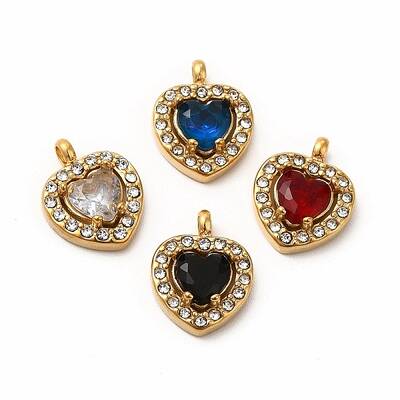 PVD Vacuum Plating 304 Stainless Steel Cubic Zirconia Pendants