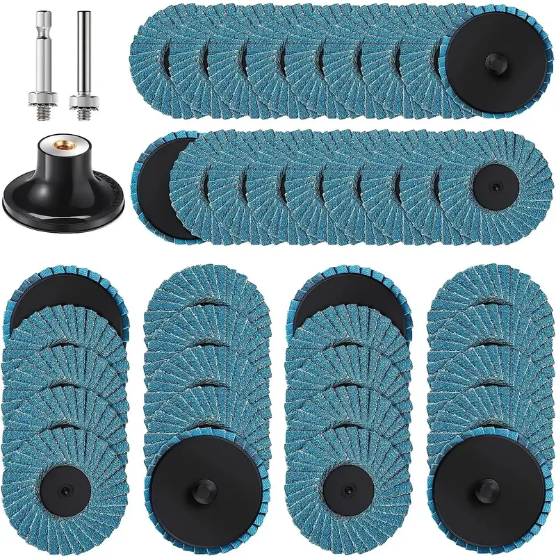 2 Inch Quick Change Flap Disc, 40/60/ 80/120 Grit Roll Lock Flap Sanding Disc with 1/4\