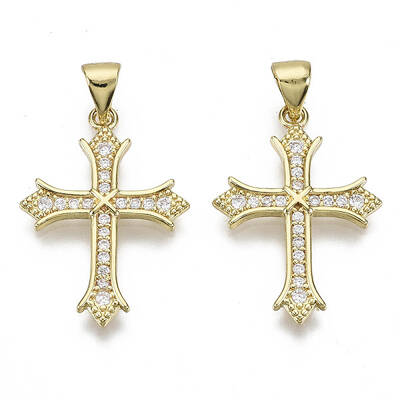 Brass Micro Pave Clear Cubic Zirconia Pendants