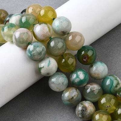 Natural Green Cherry Blossom Agate Beads Strands