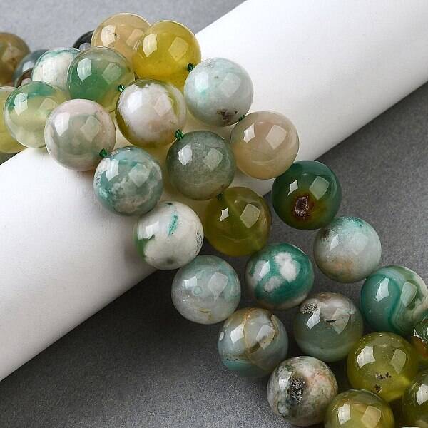 Natural Green Cherry Blossom Agate Beads Strands