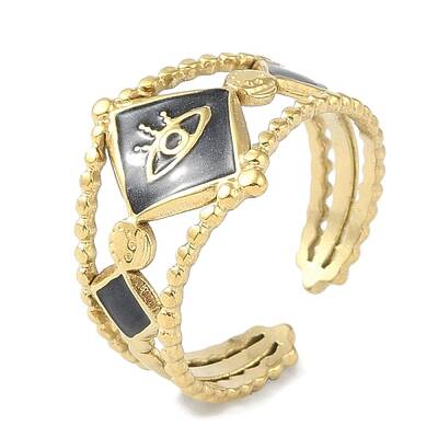 Ion Plating(IP) 304 Stainless Steel Enamel Rhombus with Eey Cuff Rings