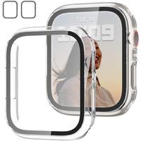 2 Pack Case with Tempered Glass Screen Protector for Apple Watch SE(2023) Series 6/5/4/SE 40mm, Slim Guard Bumper Full Covera...