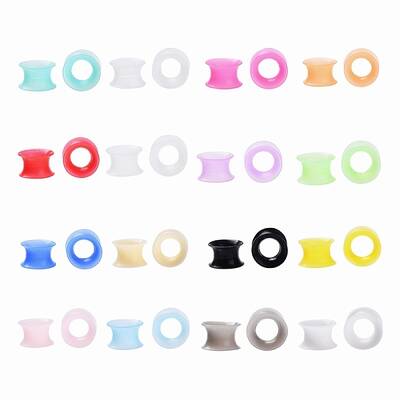 32Pcs 16 Colors Silicone Thin Ear Gauges Flesh Tunnels Plugs
