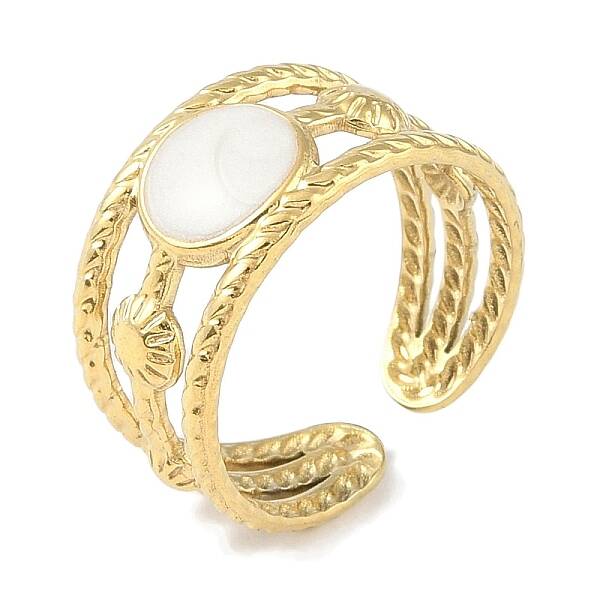 Ion Plating(IP) 304 Stainless Steel Enamel Flat Round Cuff Finger Rings