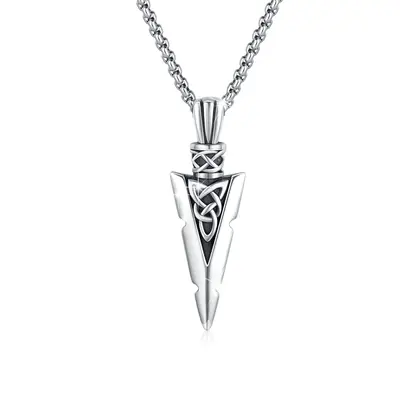 Sterling Silver Arrow & Celtic Knot Pendant Necklace