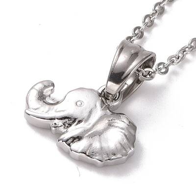 Non-Tarnish 304 Stainless Steel Elephant Pendant Necklace for Women