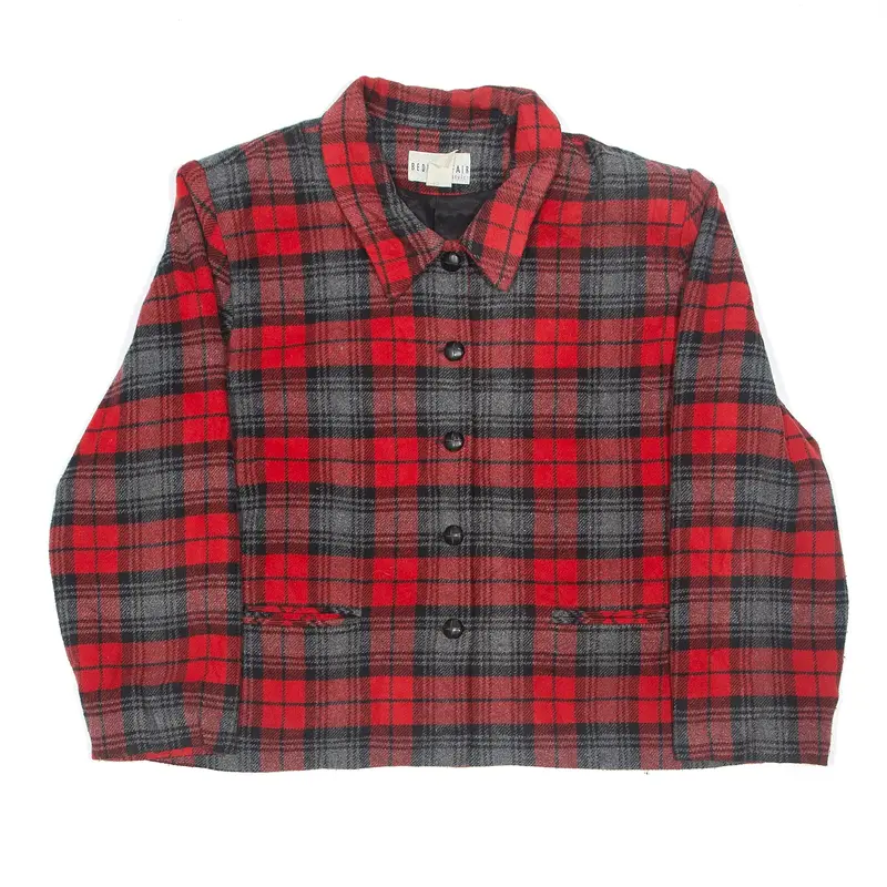 BEDFORD FAIR Blazer Jacket Red 90s Check Womens M