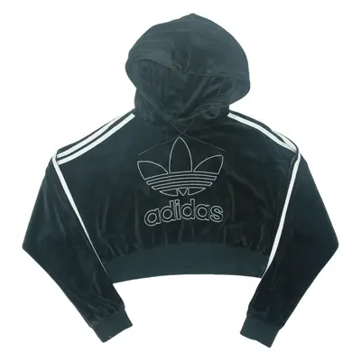 ADIDAS Cropped Womens Black Hoodie UK 8
