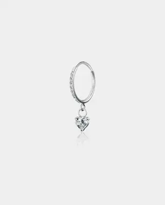 18G CZ Heart Dangle Nose Hoop