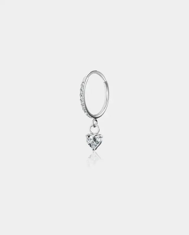 18G CZ Heart Dangle Nose Hoop