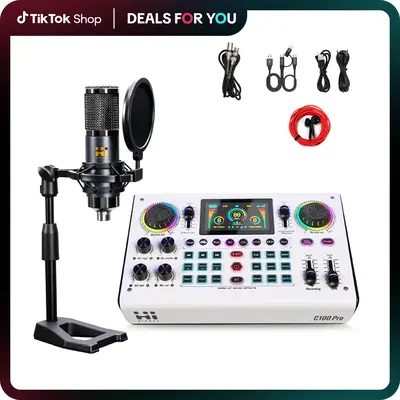 HiCall C100PRO-P15 Live Audio Mixer, 48V Digital Sound Card, Dual DSP Chips, High Sampling Rate, Custom Effects, Sing Along, ...