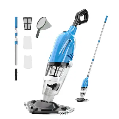 Cordless Handheld Pool Vacuum for Above Ground Pools – 9000RPM, 18.5 Gal/Min Suction, 80 Min Runtime, Telescopic Pole & Dua...