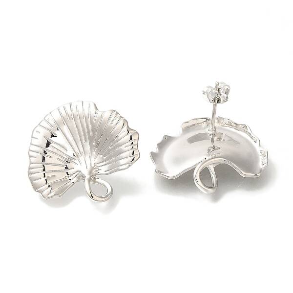 Rack Plating Leaf Brass Stud Earrings
