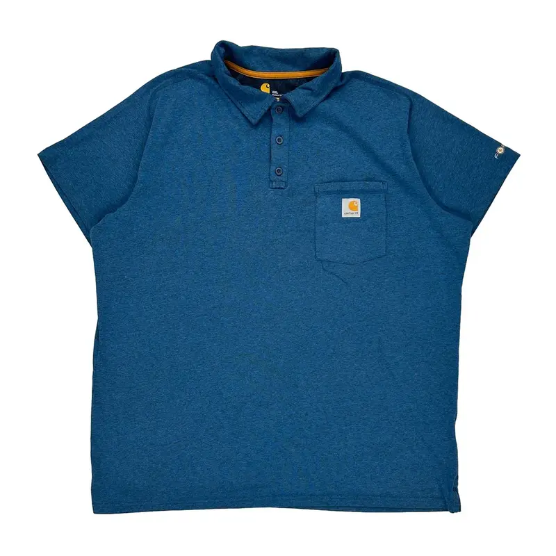 Carhartt Polo Shirt - 2XL Blue Cotton