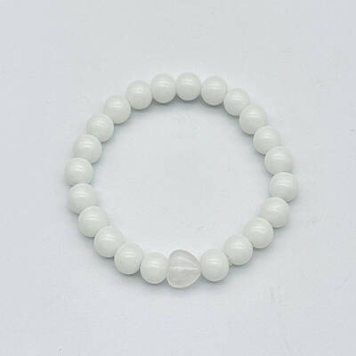 Fashionable Heart & Round Natural Quartz Crystal Rock Crystal Beaded Stretch Bracelets for Women Men