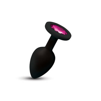 Gemma Pink Gem Black Silicone Plug - Small