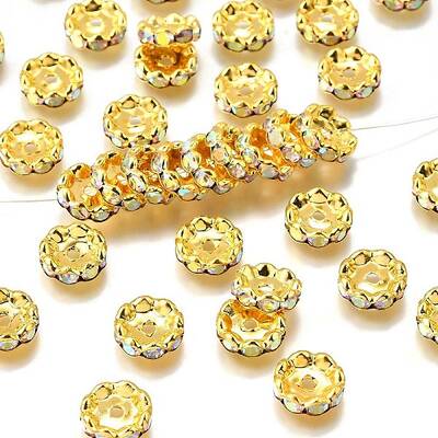 Brass Grade A Rhinestone Spacer Beads