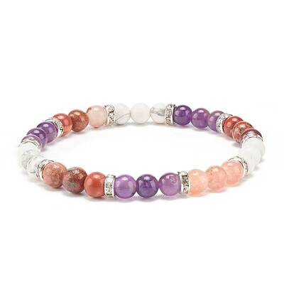 Natural Amethyst & Gemstone Round Beaded Bracelet for Women