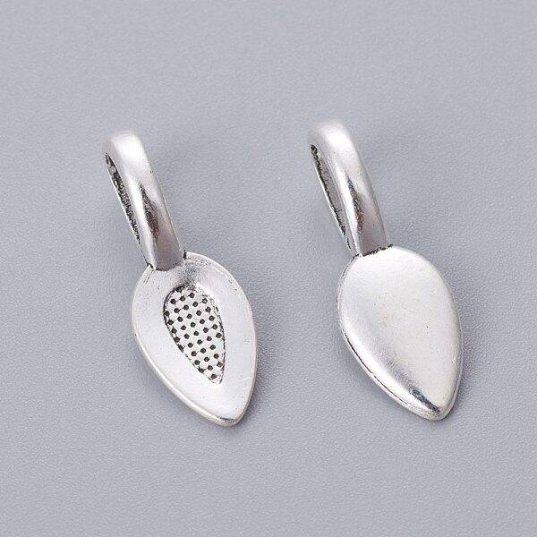 Tibetan Style Alloy Glun-on Flat Pad Bails for Pendants Making