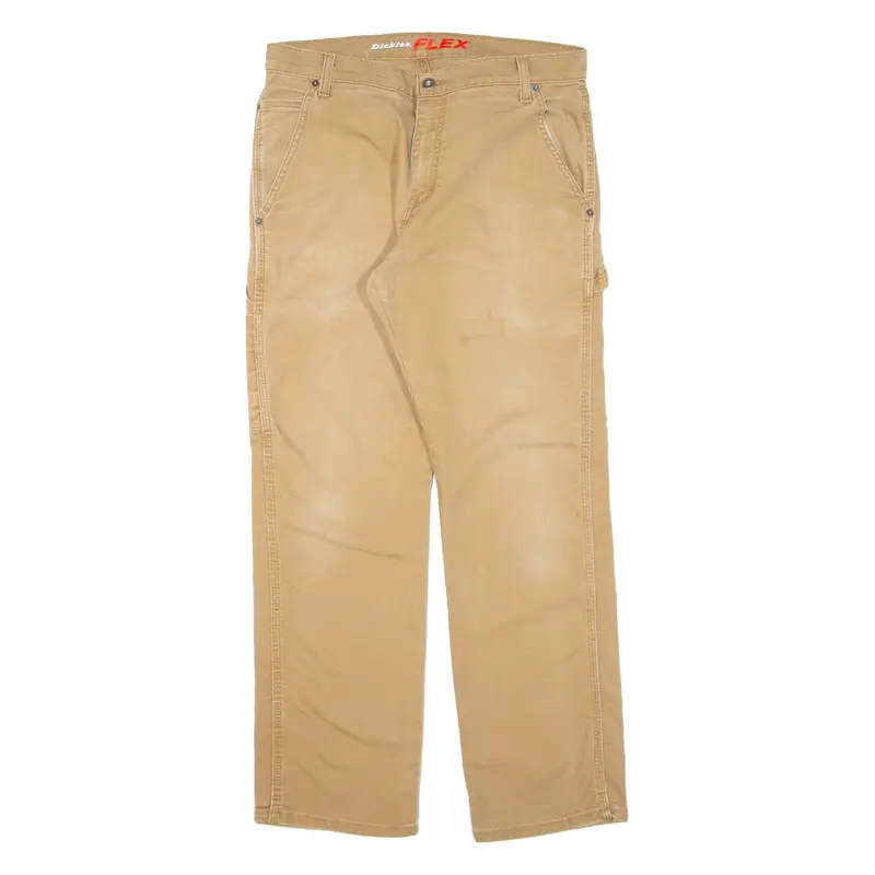 DICKIES Carpenter Workwear Mens Trousers Brown Regular Straight W32 L29