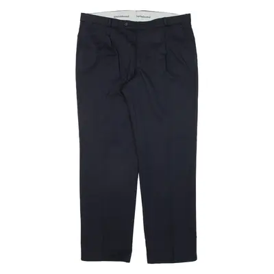 KINGFIELD Pleated Mens Knit Trousers Blue Regular Straight Wool W36 L30